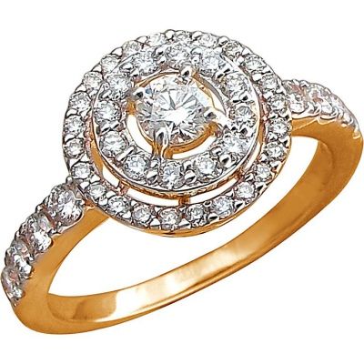 Кольцо с 45 бриллиантами из красного золота