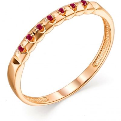 Кольцо с 7 рубинами из красного золота