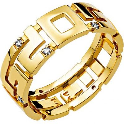 Кольцо с 9 бриллиантами из жёлтого золота
