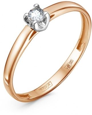 Кольцо с 1 бриллиантом из красного золота