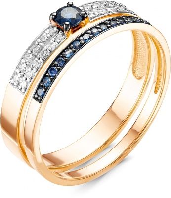 Кольцо с сапфирами и бриллиантами из красного золота