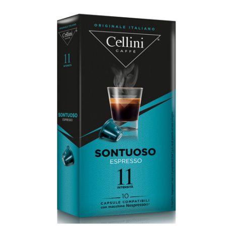 Кофе капсульный CELLINI Sontuoso Espresso, капсулы, совместимые с кофемашинами NESPRESSO®, 11