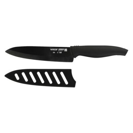 Нож кухонный Vitesse Cera-Chef VS-2724 керамич. шеф для овощей лезв.15мм прямая заточка черный блист