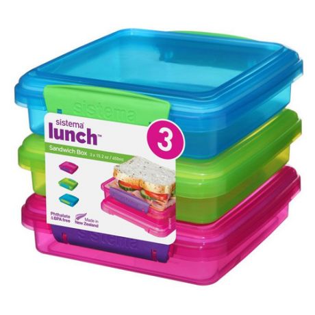 Набор контейнеров Sistema Lunch 41647 прямоуг. 0.45л. пластик многоцветный наб.:3пред.