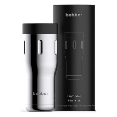 Термокружка BOBBER Tumbler-470, 0.47л, серебристый/ черный