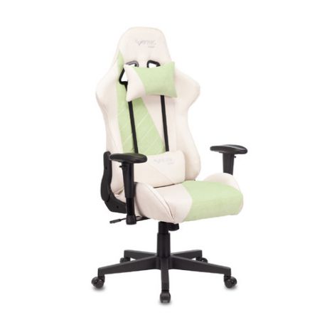 Кресло игровое БЮРОКРАТ VIKING X, на колесиках, ткань, зеленый/белый [viking x green]
