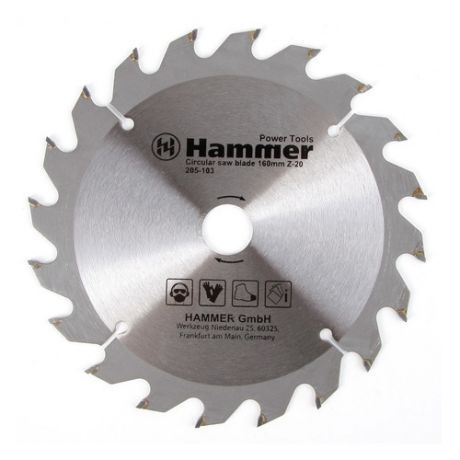 Пильный диск HAMMER Flex 205-103 CSB WD, по дереву, 160мм, 20мм [30653]