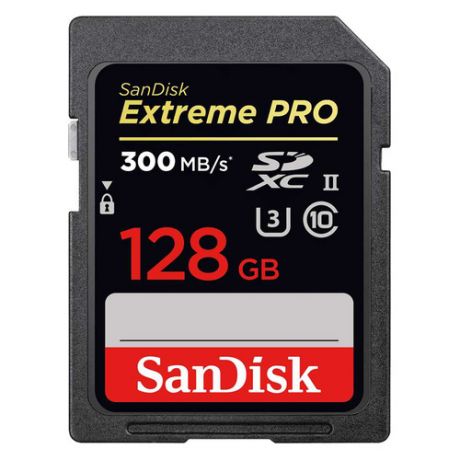 Карта памяти SDXC UHS-II U3 SANDISK Extreme Pro 128 ГБ, 300 МБ/с, Class 10, SDSDXPK-128G-GN4IN, 1 шт.