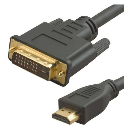 Кабель аудио-видео LAZSO WH-141, HDMI (m) - DVI-D(m) , 10м, GOLD черный [wh-141(10m)]