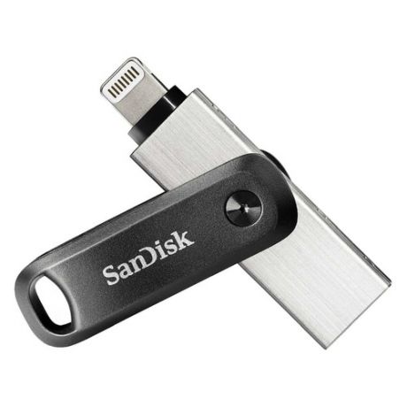Флешка USB SANDISK iXpand Go SDIX60N-128G-GN6NE 128ГБ, USB3.0, черный и серебристый