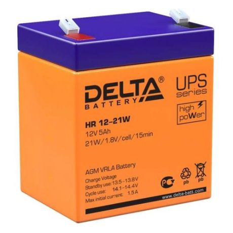Аккумуляторная батарея для ИБП DELTA HR 12-21 W 12В, 5Ач [hr 12-21w]