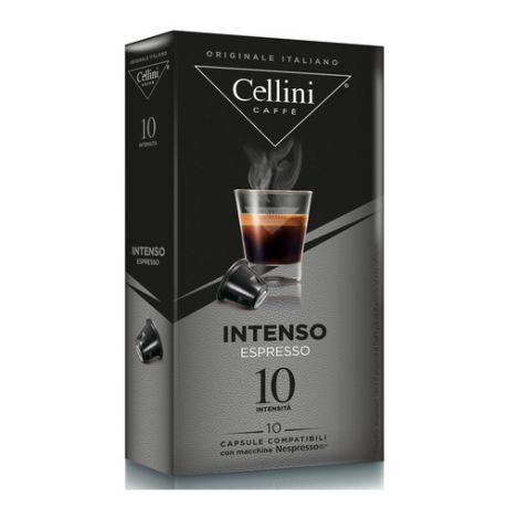 Кофе капсульный CELLINI Intenso Espresso, капсулы, совместимые с кофемашинами NESPRESSO®, 10