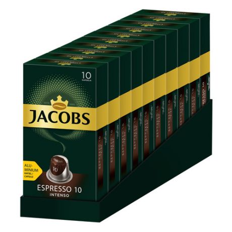 Кофе капсульный JACOBS MONARCH Espresso 10 Intenso, капсулы, совместимые с кофемашинами NESPRESSO®, 10, 10х [8052286]