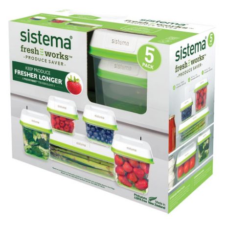 Набор контейнеров Sistema Freshworks 53155 1.9л. пластик белый/прозрачный наб.:5пред.