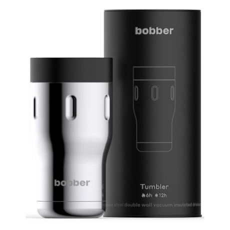Термокружка BOBBER Tumbler-350, 0.35л, серебристый/ черный