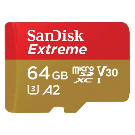 Карта памяти microSDXC UHS-I U3 SANDISK Extreme 64 ГБ, 160 МБ/с, Class 10, SDSQXA2-064G-GN6GN, 1 шт.