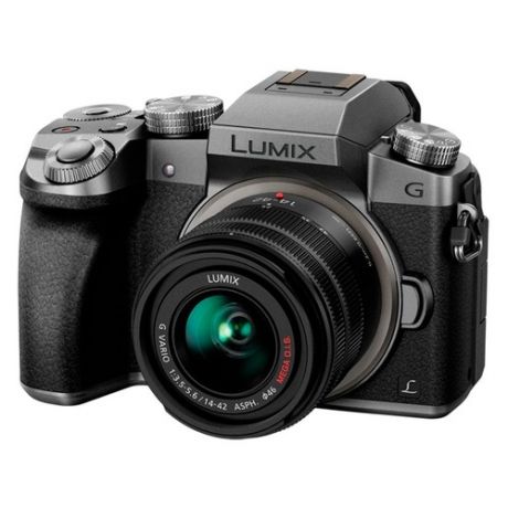Фотоаппарат PANASONIC Lumix DMC-G7KEE-S kit ( Lumix G Vario 14-42мм/F3.5-5.6 ASPH/Mega O.I.S.), серебристый/ черный