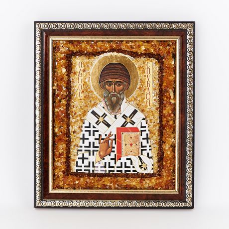 Изображение янтарь Святой Спиридон 14х16 см