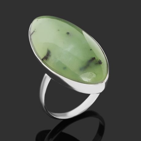 Кольцо нефрит зеленый (нейзильбер) размер 18