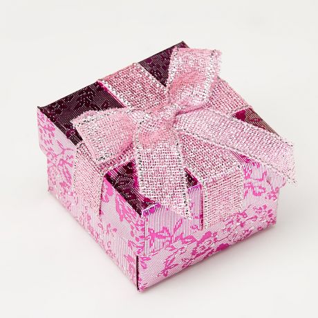 Подарочная упаковка (картон) под кольцо (коробка) (розовый) 45х45х30 мм