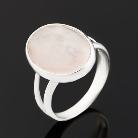 Кольцо розовый кварц (серебро 925 пр. родир. бел.) размер 18,5