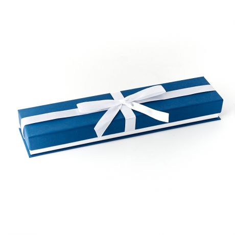 Подарочная упаковка (картон) под браслет/цепь (футляр) (синий) 240х55х30 мм