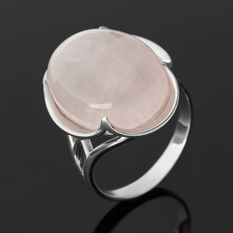 Кольцо розовый кварц (серебро 925 пр. родир. бел.) размер 19