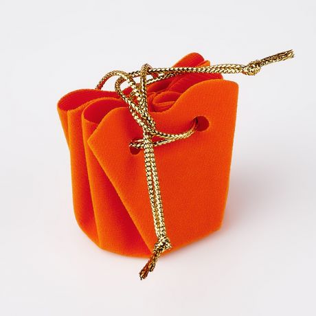 Подарочная упаковка (текстиль) универсальная (мешочек объемный) (оранжевый) 45х40х35 мм