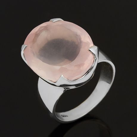 Кольцо розовый кварц (серебро 925 пр.) огранка размер 17