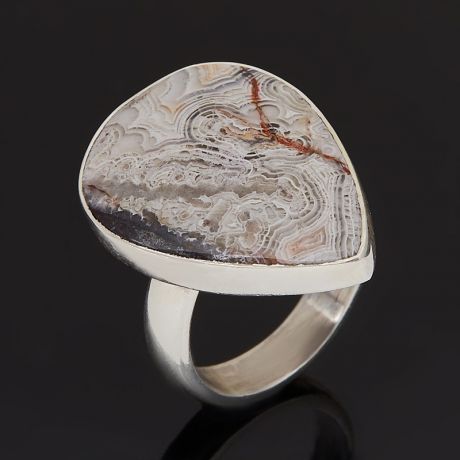 Кольцо агат крейзи (серебро 925 пр.) (регулируемый) размер 17,5