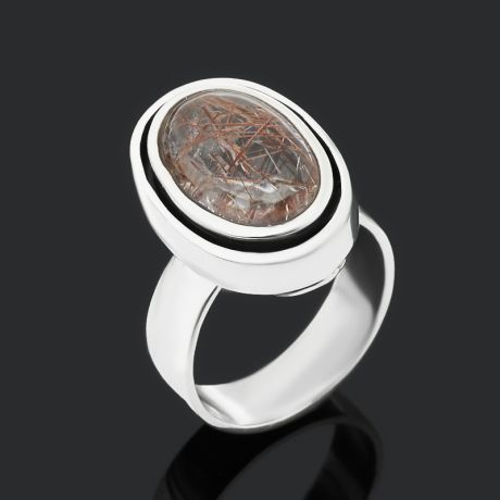 Кольцо рутиловый кварц (серебро 925 пр. оксидир.) размер 18,5