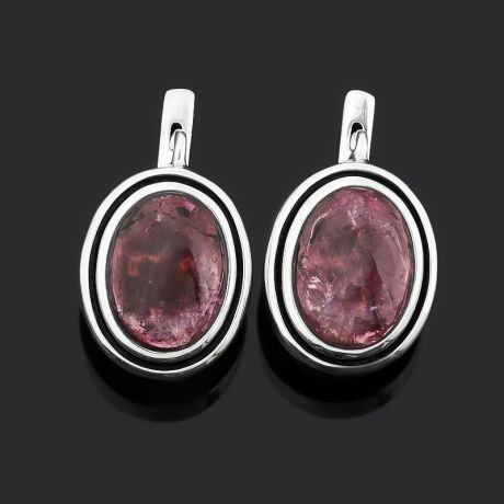 Серьги турмалин розовый (рубеллит) (серебро 925 пр. оксидир.)