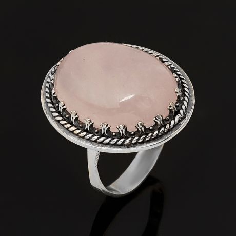 Кольцо розовый кварц (серебро 925 пр. оксидир.) размер 17