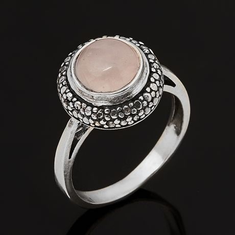 Кольцо розовый кварц (серебро 925 пр. оксидир.) размер 17,5