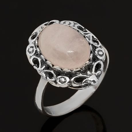 Кольцо розовый кварц (серебро 925 пр. оксидир.) размер 19,5