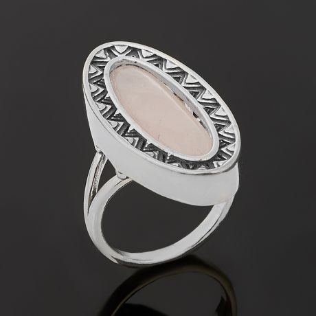 Кольцо розовый кварц (серебро 925 пр. оксидир.) размер 17