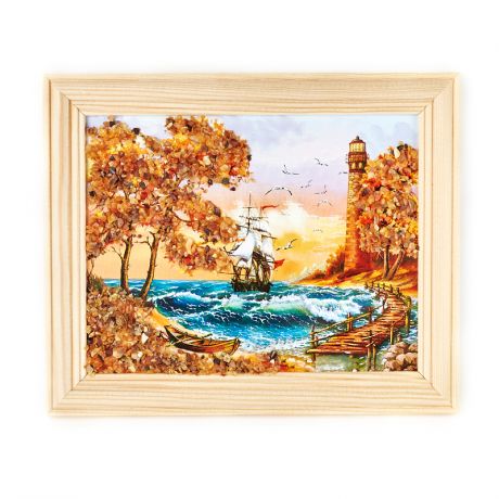 Картина Море янтарь 14х17 см