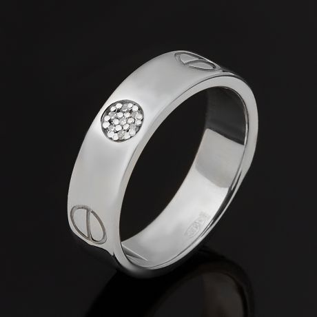 Кольцо бриллиант (серебро 925 пр. родир. бел.) огранка (обручальное) размер 17,5