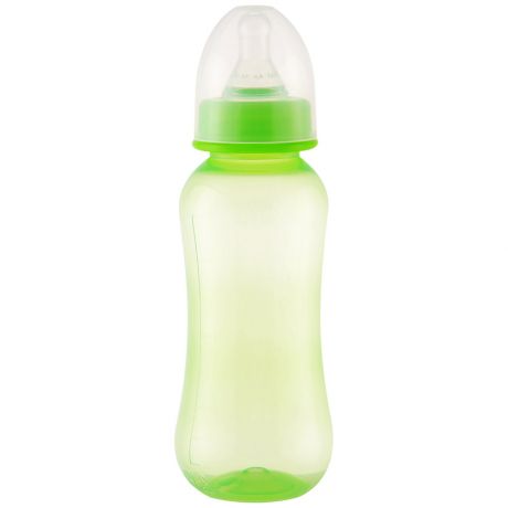 Бутылочка детская Курносики с талией и силиконовой соской от 0 месяцев зеленая 250 мл