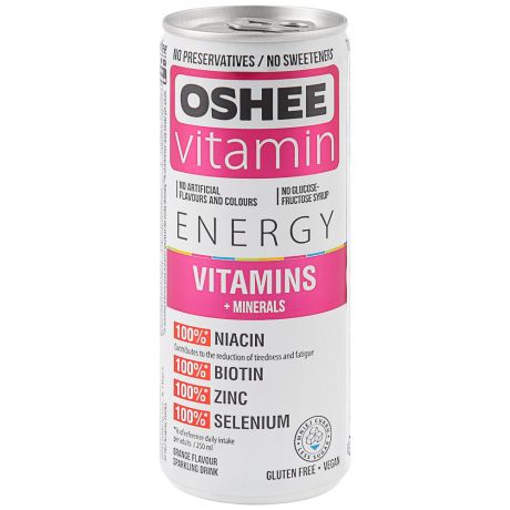 Напиток газированный Oshee Vitamins And Minerals со вкусом апельсина 0.25 л