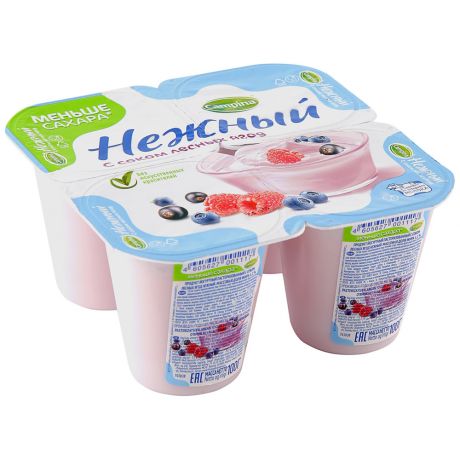 Продукт йогуртный Campina Нежный с соком Лесных ягод 1.2% 4 штуки по 100 г