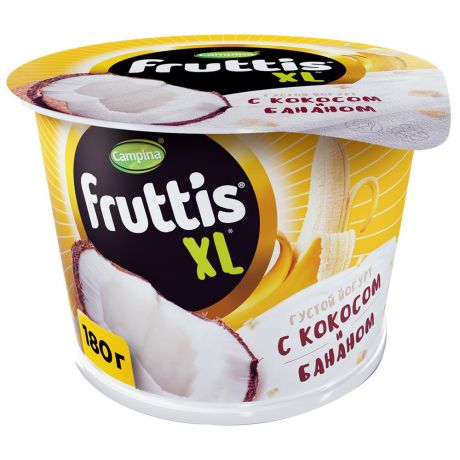 Йогурт Campina Fruttis XL с Кокосом и бананом 4.3% 180 г