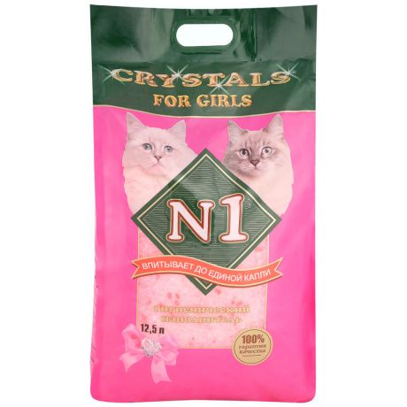 Наполнитель №1 Crystals For Girls силикагелевый впитывающий для кошачьего туалета 12.5 л + Подарок
