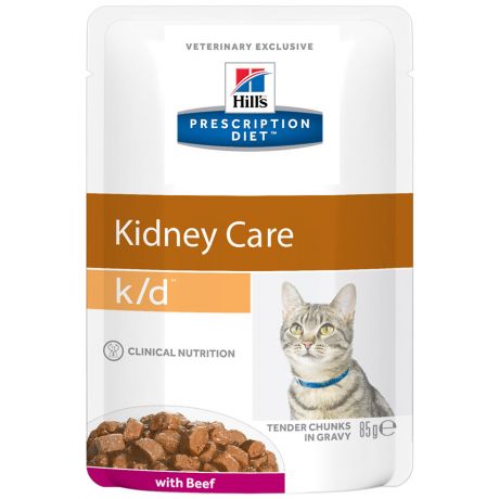Корм влажный Hill's Prescription Diet k/d Kidney Care с говядиной поддержание здоровья почек для кошек 85 г