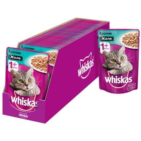 Корм влажный Whiskas в желе с кроликом для кошек 28 штук по 85 г
