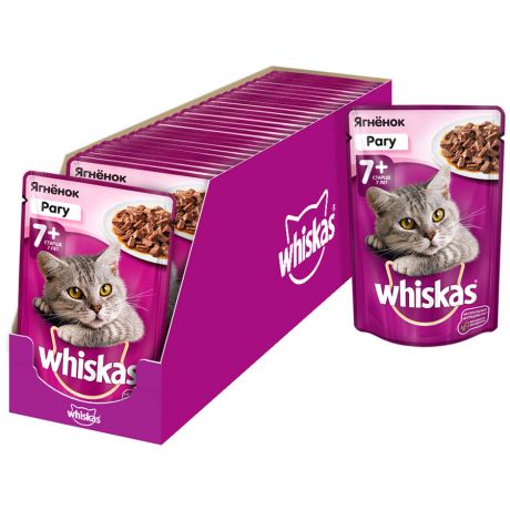 Корм влажный Whiskas рагу с ягненком для кошек старше 7 лет 28 по 85 г
