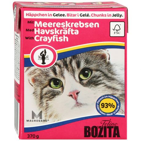 Корм влажный Bozita кусочки в желе с лангустами для кошек 370 г