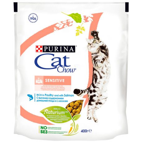 Корм сухой Cat Chow с лососем при чувствительной пищеварительной системе для взрослых кошек 400 г
