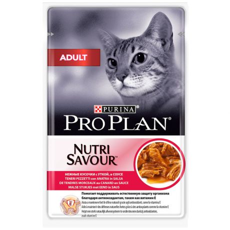 Корм влажный Pro Plan Nutri Savour в соусе с уткой для взрослых кошек 85 г