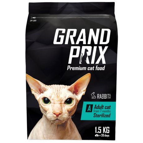 Корм сухой Grand Prix Sterilized с кроликом для стерилизованных кошек от 6 месяцев до 7 лет 1.5 кг